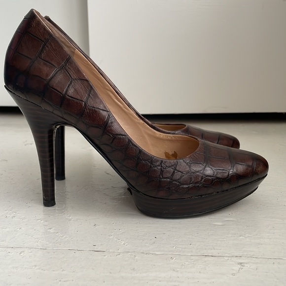 Nine West brown leather heels, size 7 - Picture 5 of 9